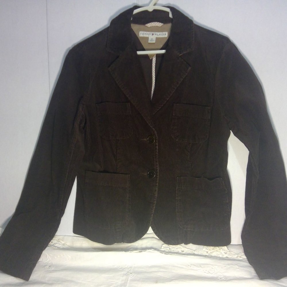 Tommy Hilfiger Blazer Dark Brown Corduroy Junior Size Medium